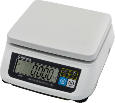 Настольные порционные весы CAS SWN двухдиапазонные с опциональным RS-232 или USB. С первичной поверкой.
